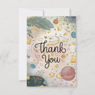 Editable Simple Chic Celestial Thank You Card
