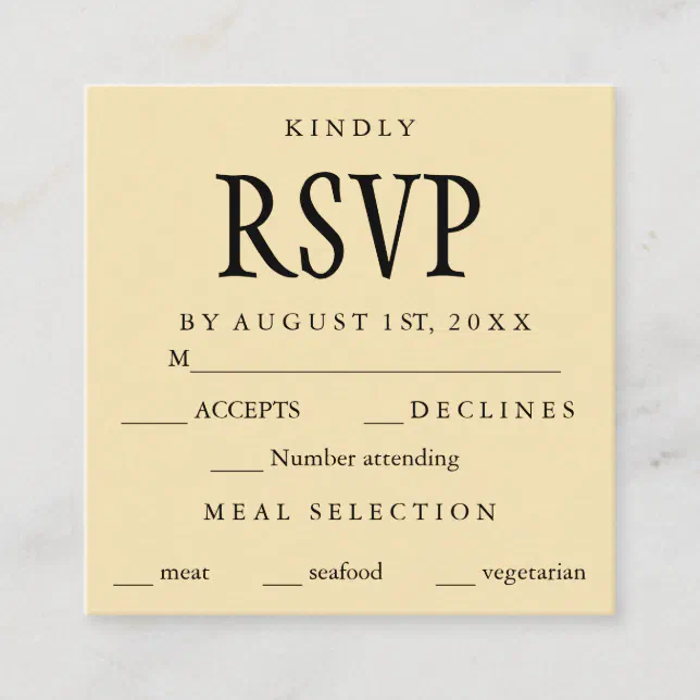 Editable Simple Classy RSVP Enclosure Card Zazzle