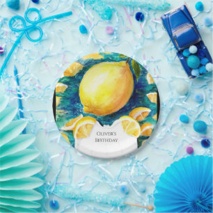Editable Simple Lemon Birthday Paper Plates