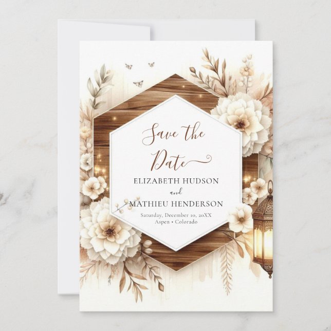 Editable Simple Rustic Wedding Save The Date (Front)
