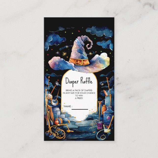 Editable Simple Wizard Hat Baby Shower Enclosure Card (Front)