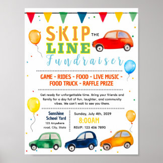Editable skip the line fundraiser flyer poster