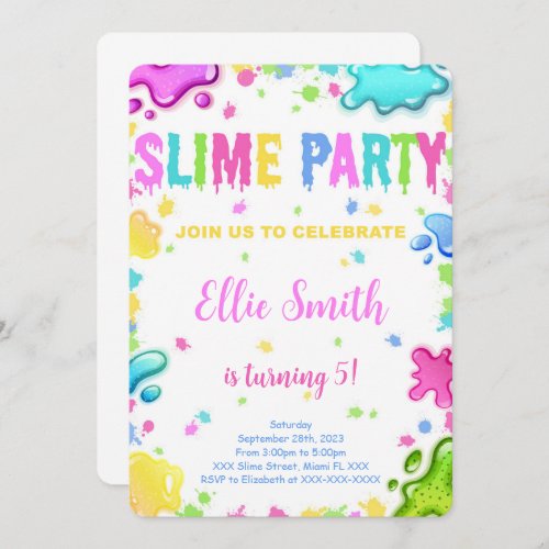 Editable Slime Birthday Invitation