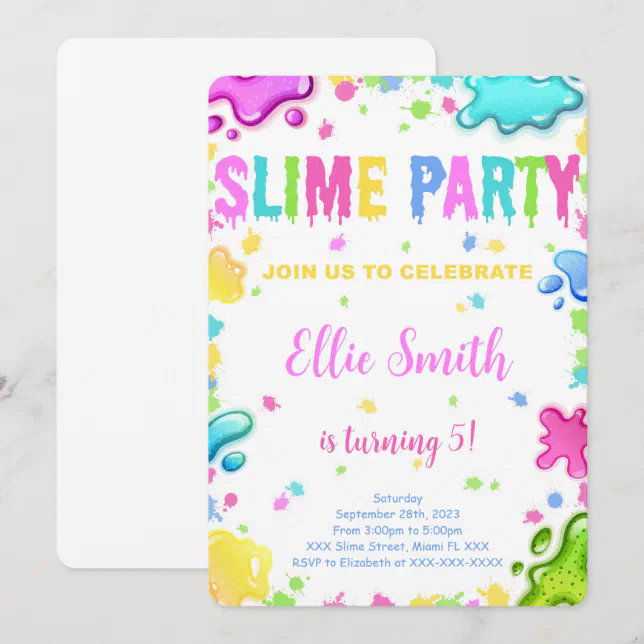 Editable Slime Birthday Invitation | Zazzle