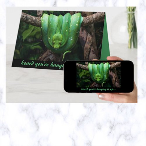 Editable Snake Hanging It Up Retirement Card