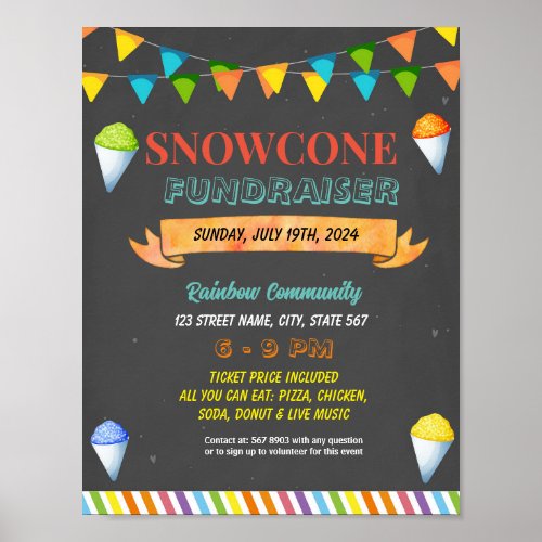 Editable Snowcone Fundraiser Flyer Poster