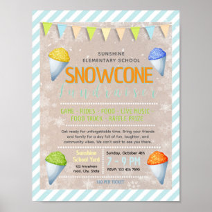 Editable snowcone fundraiser flyer poster