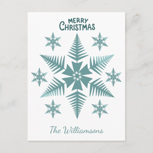 Editable Snowflake Christmas/Holiday Holiday Postcard (Front)