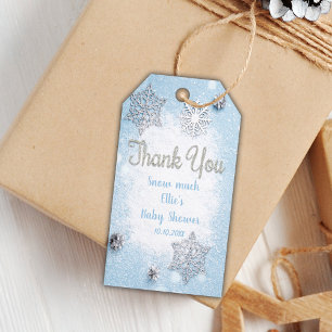 Editable Snowflake Thank You Tags for Baby Boy