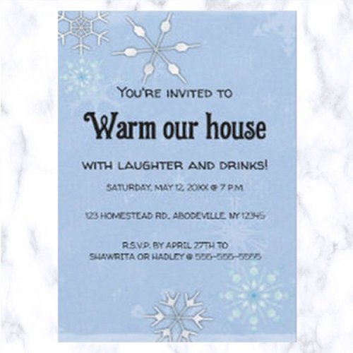 Editable Snowflakes House Warming Invitation