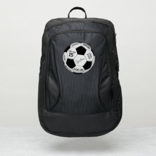 Editable Soccer Ball Modern Black Custom Birthday Port Authority® Backpack