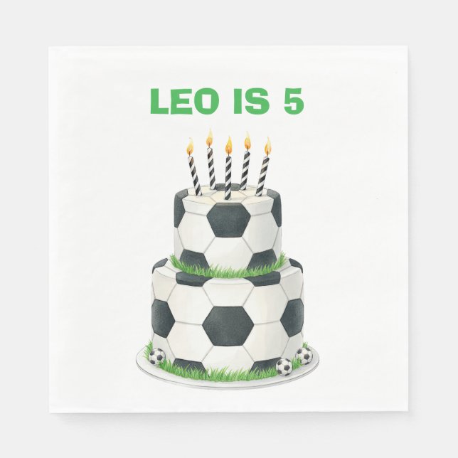 Editable Soccer Birthday Napkins – Personalized  (Front)