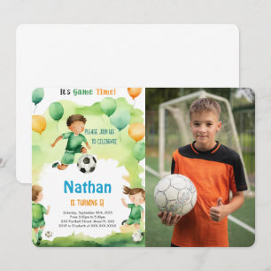 Editable Soccer Birthday Party Photo Invitation
