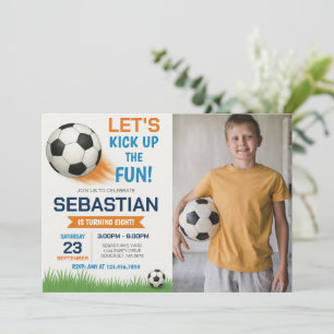 Editable Soccer Birthday Photo Invitation