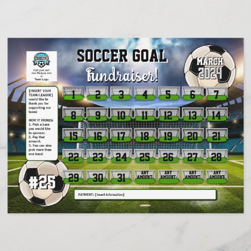 Editable Soccer Calendar Fundraiser Flyer  Invitation