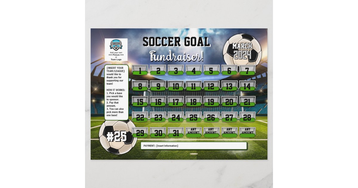 Editable Soccer Calendar Fundraiser Flyer Invitation | Zazzle