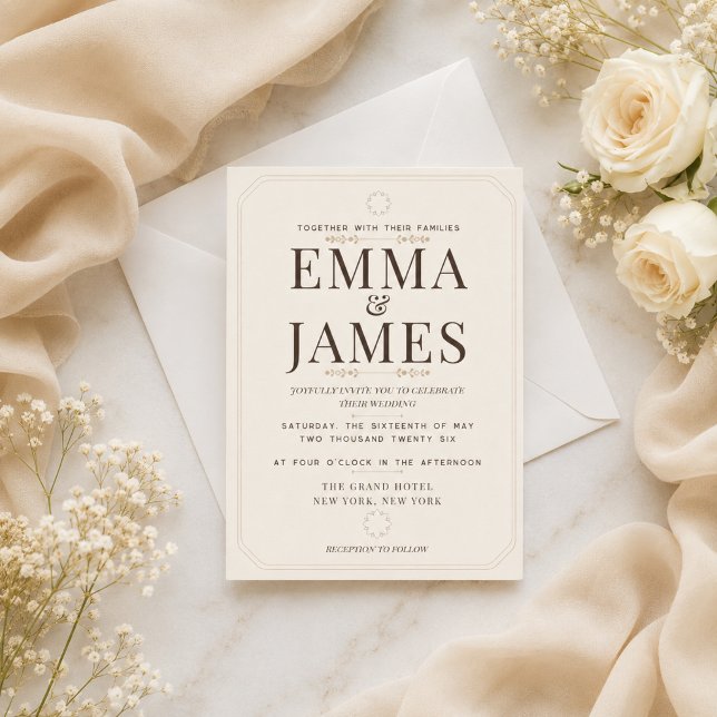 Editable Soft Ivory Elegance Wedding Invitation (Elegant Soft Ivory Wedding Invitation with timeless luxury details.)