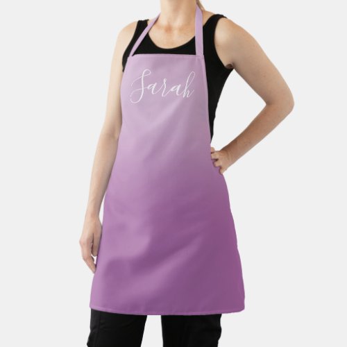 Editable Soft Mauve Ombre  White Text Script  Apron