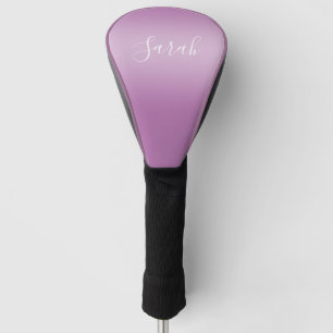 Editable Soft Mauve Ombre & White Text Script Golf Head Cover
