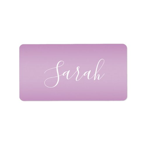 Editable Soft Mauve Ombre  White Text Script  Label