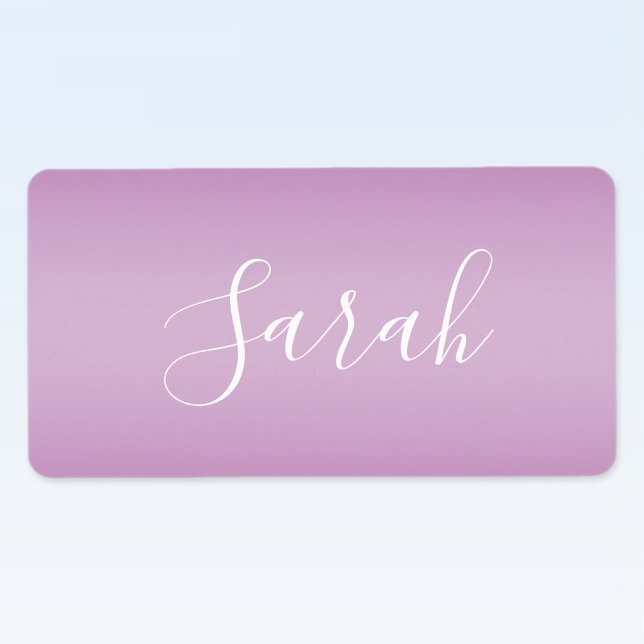 Editable Soft Mauve Ombre & White Text Script  Label (Creator Uploaded)