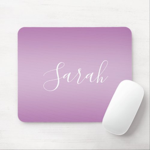 Editable Soft Mauve Ombre  White Text Script  Mouse Pad