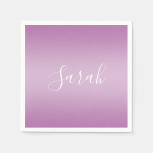 Editable Soft Mauve Ombre & White Text Script  Napkins