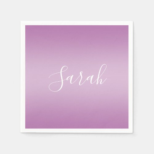 Editable Soft Mauve Ombre  White Text Script  Napkins