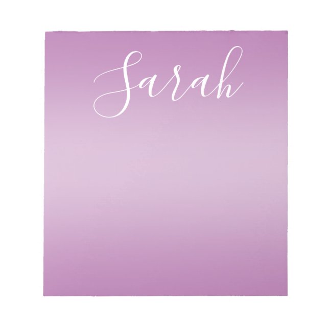 Editable Soft Mauve Ombre & White Text Script  Notepad (Front)
