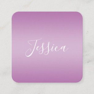 Editable Soft Mauve Ombre & White Text Script Square Business Card