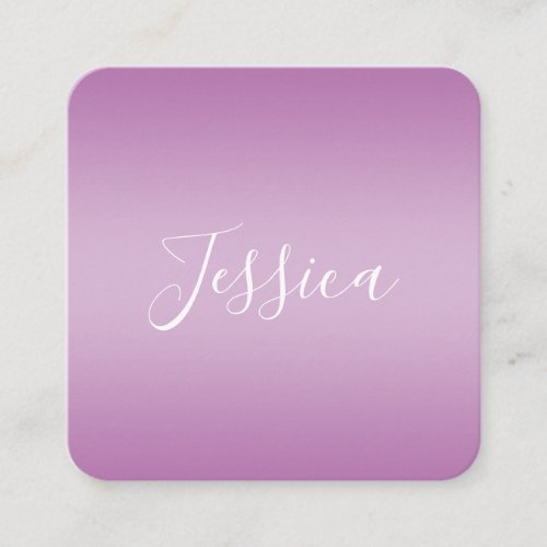 Editable Soft Mauve Ombre  White Text Script Square Business Card