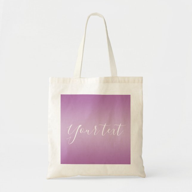 Editable Soft Mauve Ombre & White Text Script  Tote Bag (Front)