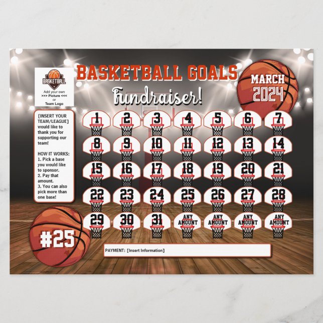 Editable Softball Calendar Fundraiser Flyer USA Invitation (Front)