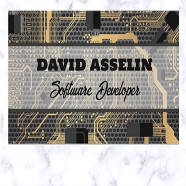 Editable Software Developer Circuit Board Business Card (Creator Uploaded)