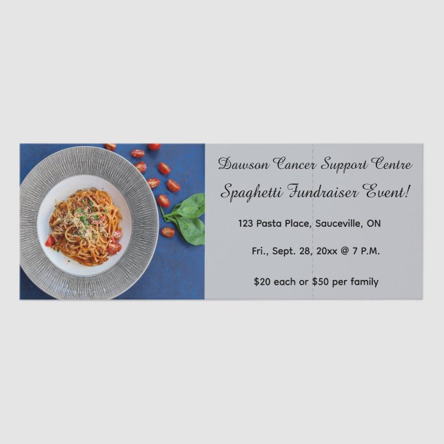 Editable Spaghetti Dinner Event Ticket (Front)