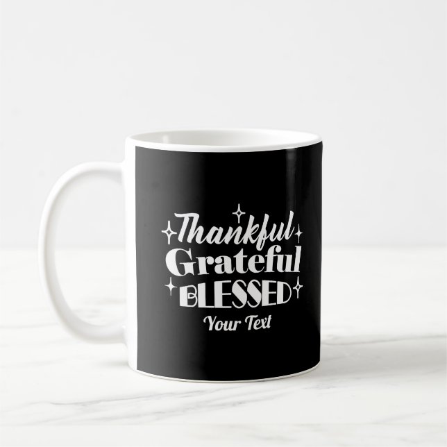 Editable Sparkling Thanksgiving Quote Design Coffee Mug (Left)