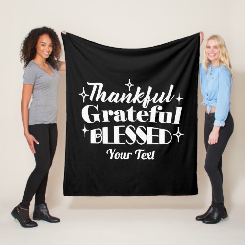 Editable Sparkling Thanksgiving Quote Design Fleece Blanket