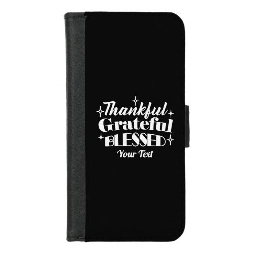 Editable Sparkling Thanksgiving Quote Design iPhone 87 Wallet Case