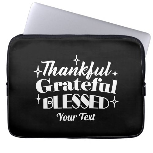 Editable Sparkling Thanksgiving Quote Design Laptop Sleeve