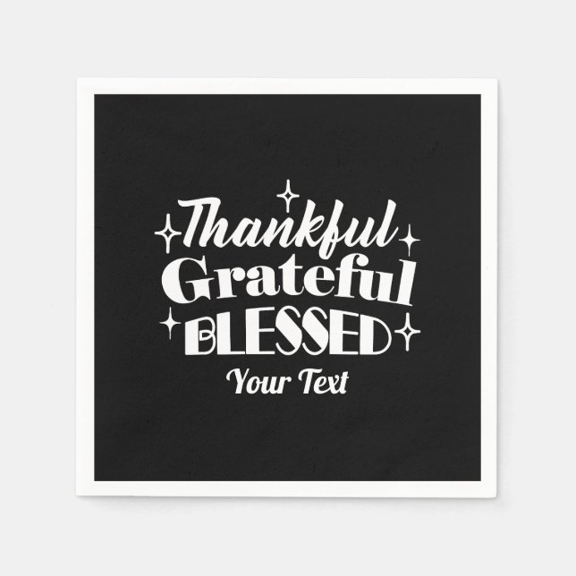 Editable Sparkling Thanksgiving Quote Design Napkins (Front)