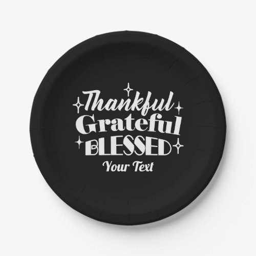 Editable Sparkling Thanksgiving Quote Design Paper Plates