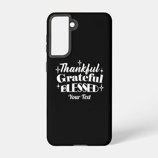 Editable Sparkling Thanksgiving Quote Design Samsung Galaxy Case (Back)