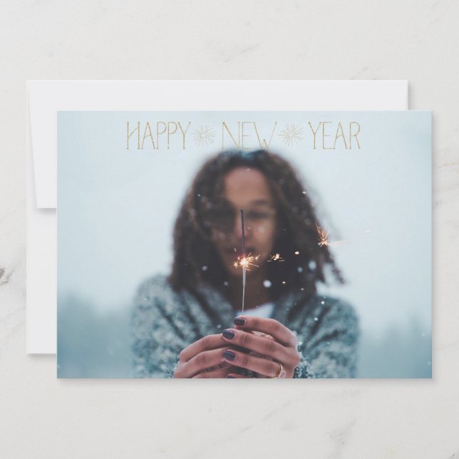 EDITABLE Sparkly Gold Happy New Year Card (Front)
