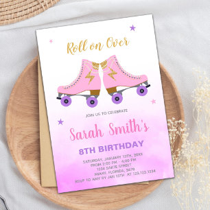 Editable Sparkly Roller Skate Party Invite