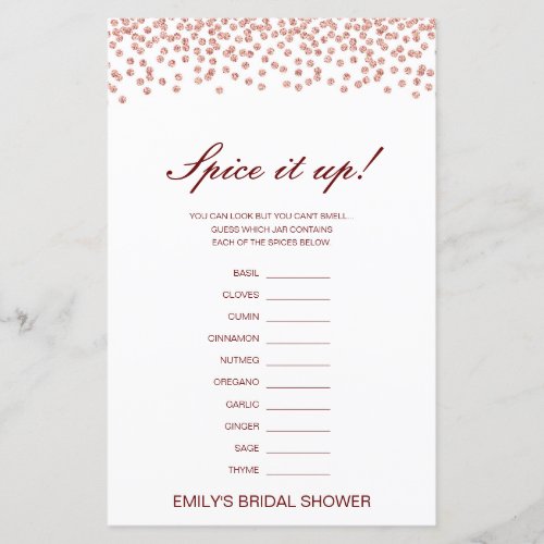 Editable Spice is Up Name the Spice Bridal Shower