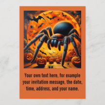 Editable Spider Halloween Invitation Card