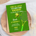 Editable Sports Party Invite for Kids<br><div class="desc">Serve up birthday fun with this energetic Game Set Match Tennis Birthday Invitation! Featuring a bold tennis court layout, rackets, and vibrant design elements, this editable invite is perfect for young tennis lovers ready to celebrate with a match-day themed party. Easily customize with your child’s name, age, date, time, location,...</div>