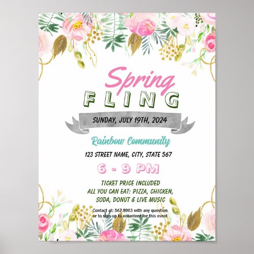 Editable Spring Fling Flyer Template Poster