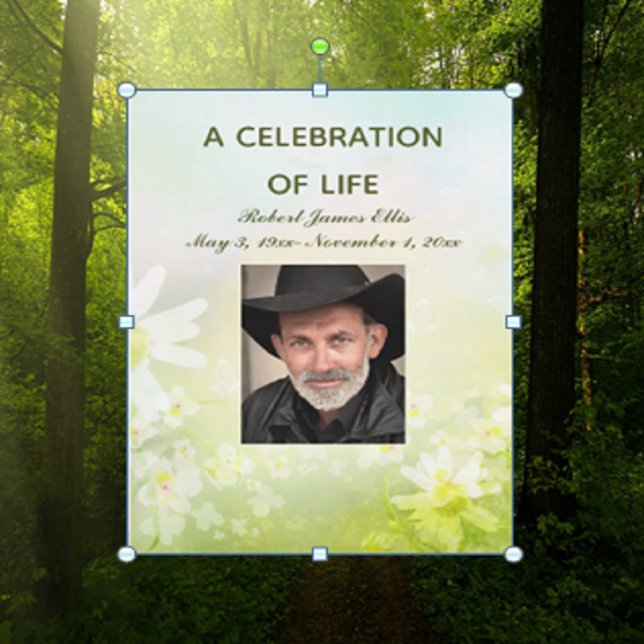 Editable Spring Flowers Celebration of Life Photo Invitation (Creator Uploaded)
