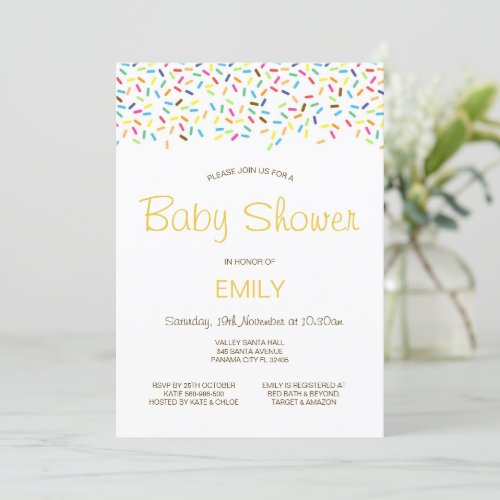 Editable Sprinkled Baby Shower Printed Invitation